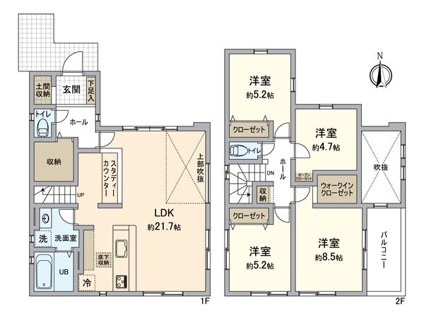 稲沢市小沢2丁目 2号棟 間取図(平面図) 稲沢市小沢2丁目 2号棟 間取図(平面図)