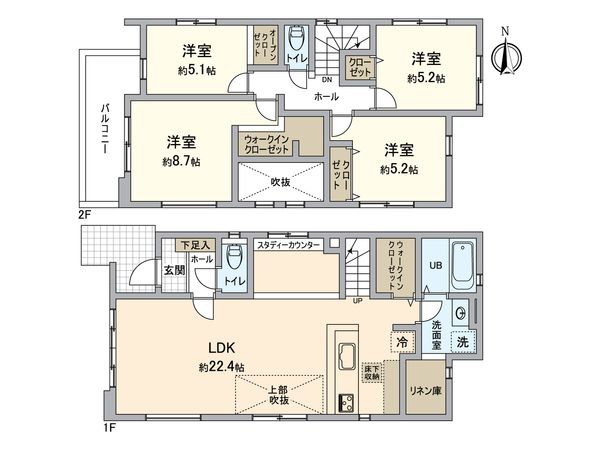 稲沢市小沢2丁目 3号棟 間取図(平面図) 稲沢市小沢2丁目 3号棟 間取図(平面図)