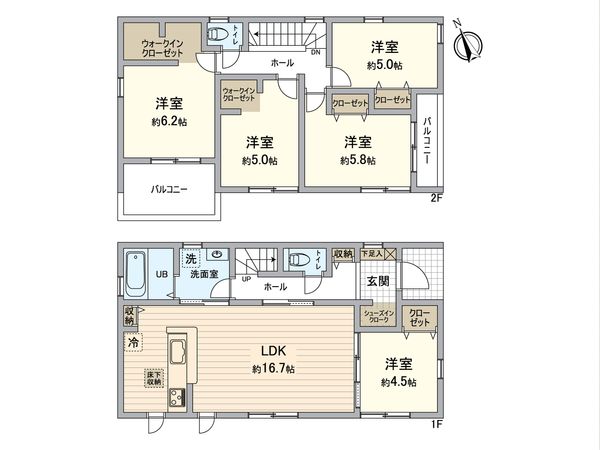 一宮市木曽川町玉ノ井・新築戸建 間取図(平面図) 一宮市木曽川町玉ノ井・新築戸建 間取図(平面図)
