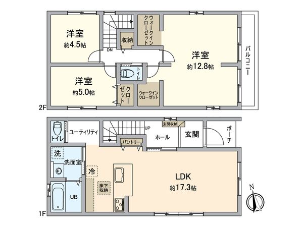 一宮市新生3丁目1号棟 間取図(平面図) 一宮市新生3丁目1号棟 間取図(平面図)