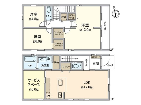一宮市新生3丁目 2号棟 間取図(平面図) 一宮市新生3丁目 2号棟 間取図(平面図)