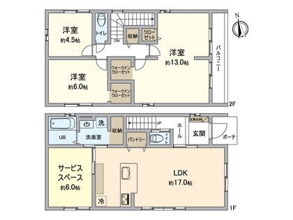 一宮市新生3丁目 2号棟 間取図(平面図)