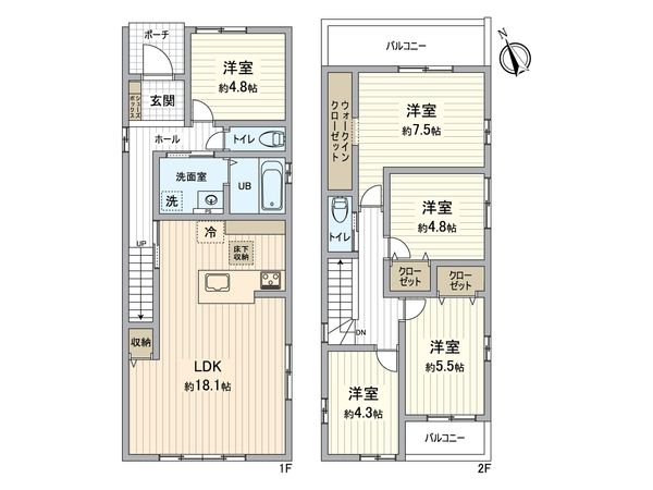 一宮市花池3丁目 1号棟 間取図(平面図) 一宮市花池3丁目 1号棟 間取図(平面図)