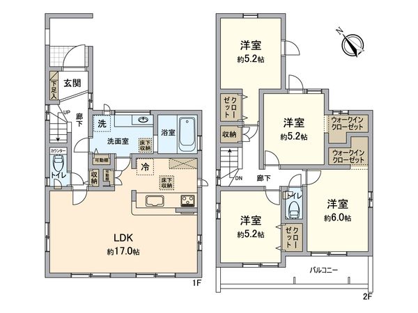 江南市上奈良町錦・新築戸建 間取図(平面図) 江南市上奈良町錦・新築戸建 間取図(平面図)