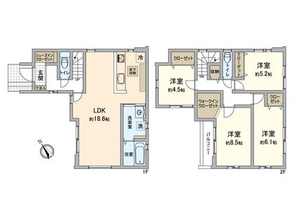一宮市花池1丁目 1号棟 間取図(平面図)