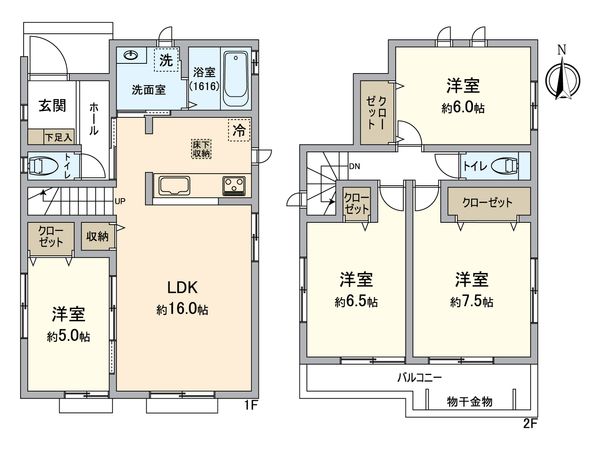 一宮市大毛・2号棟 間取図(平面図) 一宮市大毛・2号棟 間取図(平面図)