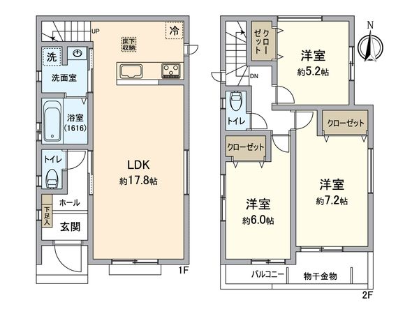 一宮市花池3丁目・新築戸建 間取図(平面図) 一宮市花池3丁目・新築戸建 間取図(平面図)
