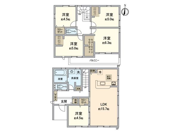 一宮市今伊勢町馬寄字宮北・1号棟 間取図(平面図) 一宮市今伊勢町馬寄字宮北・1号棟 間取図(平面図)