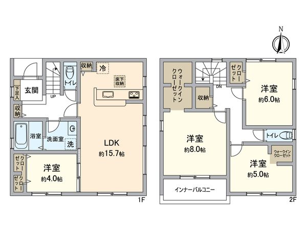 一宮市今伊勢町馬寄字宮北・2号棟 間取図(平面図) 一宮市今伊勢町馬寄字宮北・2号棟 間取図(平面図)