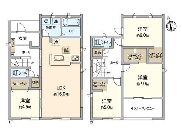 稲沢市一色上方町・2号棟 間取図(平面図) 稲沢市一色上方町・2号棟 間取図(平面図)
