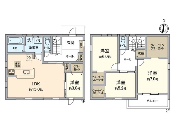 江南市松竹町東瀬古・新築戸建 間取図(平面図) 江南市松竹町東瀬古・新築戸建 間取図(平面図)