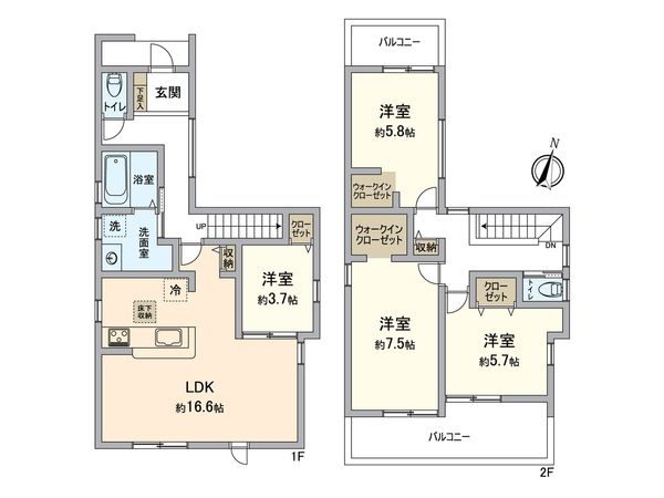 稲沢市北島町・3号棟 間取図(平面図) 稲沢市北島町・3号棟 間取図(平面図)