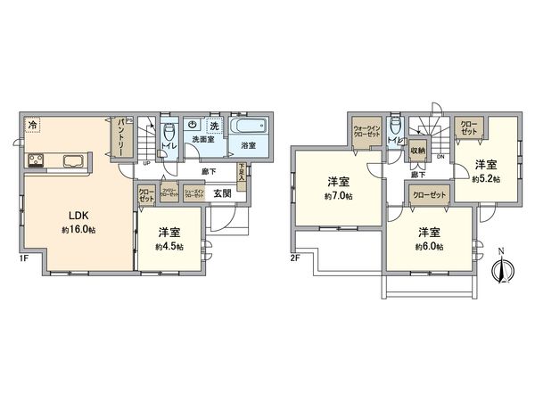 一宮市大和町妙興寺・新築戸建 間取図(平面図) 一宮市大和町妙興寺・新築戸建 間取図(平面図)