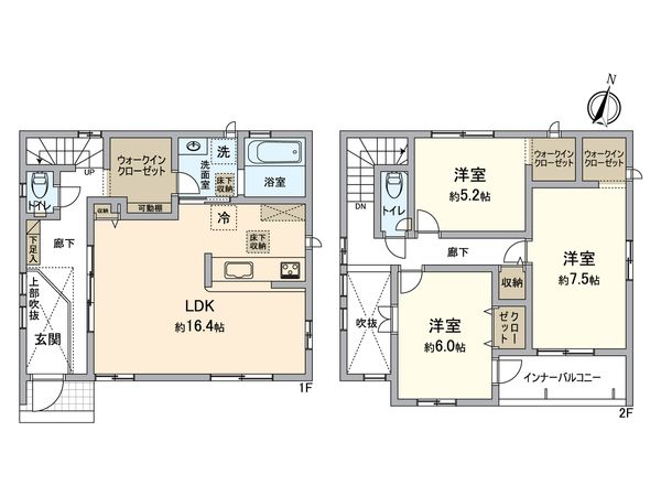 江南市飛高町栄・2号棟 間取図(平面図) 江南市飛高町栄・2号棟 間取図(平面図)