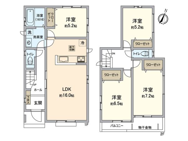 一宮市伝法寺11丁目・B号棟 間取図(平面図) 一宮市伝法寺11丁目・B号棟 間取図(平面図)