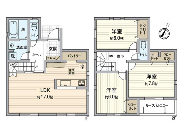 一宮市昭和1丁目・新築戸建 間取図(平面図) 一宮市昭和1丁目・新築戸建 間取図(平面図)