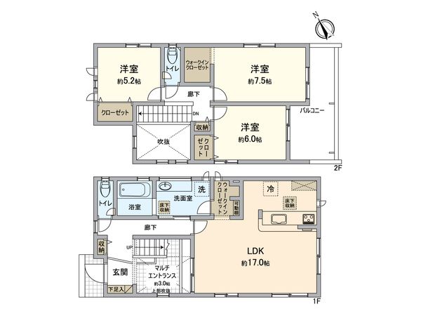 江南市村久野町・2号棟 間取図(平面図)