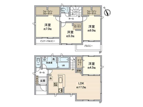 江南市宮後町・2号棟 間取図(平面図) 江南市宮後町・2号棟 間取図(平面図)