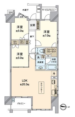 ライオンズ一宮マークスフォート 間取図(平面図) ライオンズ一宮マークスフォート 間取図(平面図)
