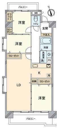 宝マンション一宮 間取図(平面図)