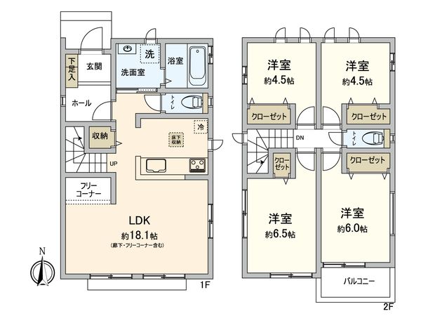 北名古屋市片場白山 新築戸建 間取図(平面図) 北名古屋市片場白山 新築戸建 間取図(平面図)