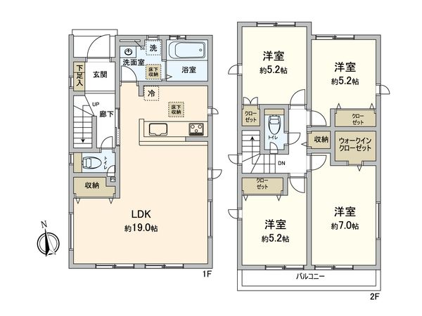 北名古屋市熊之庄屋形 1号棟 間取図(平面図)