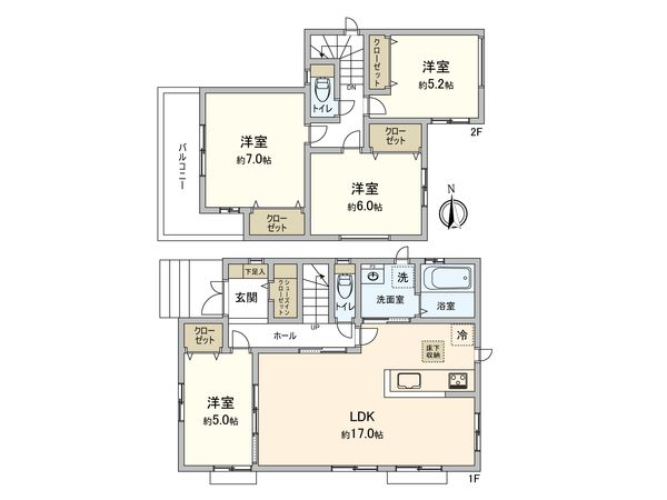 北名古屋市沖村天花寺 新築戸建 間取図(平面図) 北名古屋市沖村天花寺 新築戸建 間取図(平面図)