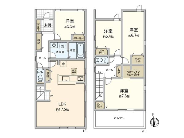 北名古屋市鍜治ケ一色西一丁目 新築戸建 3号棟 間取図(平面図)