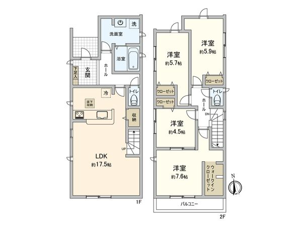 北名古屋市鍜治ケ一色西一丁目 新築戸建 4号棟 間取図(平面図)