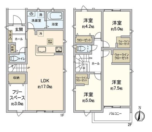 岩倉市八剱町郷 1号棟 間取図(平面図) 岩倉市八剱町郷 1号棟 間取図(平面図)