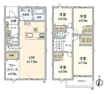 岩倉市八剱町郷 1号棟 間取図(平面図)