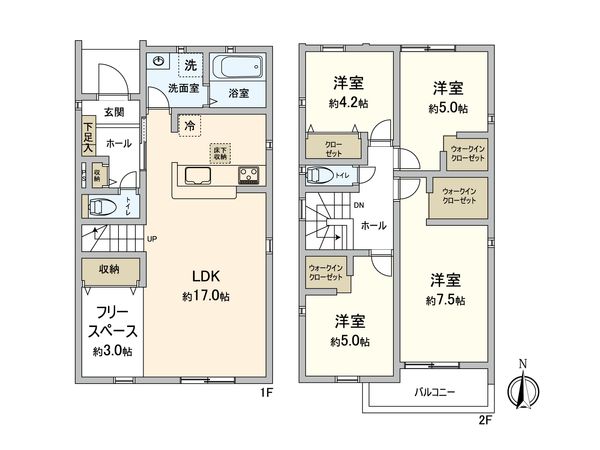 岩倉市中本町葭原 2号棟 間取図(平面図) 岩倉市中本町葭原 2号棟 間取図(平面図)