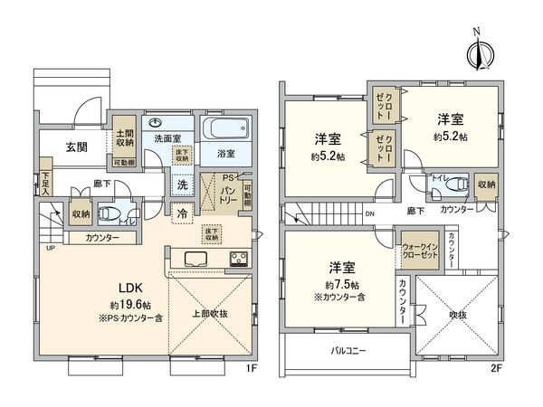 清須市清洲 新築戸建 2号棟 間取図(平面図) 清須市清洲 新築戸建 2号棟 間取図(平面図)
