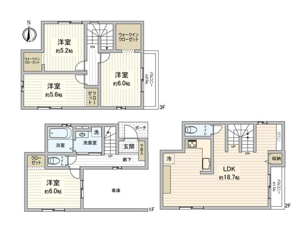 西区新福寺町1丁目 新築戸建 1号棟 間取図(平面図)