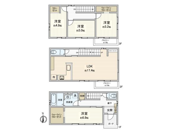 西区新福寺町1丁目 新築戸建 2号棟 間取図(平面図)