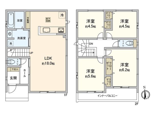 北名古屋市宇福寺天神 新築戸建 間取図(平面図) 北名古屋市宇福寺天神 新築戸建 間取図(平面図)