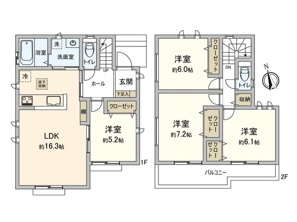 北名古屋市鍜治ケ一色西一丁目 新築戸建 B号棟 間取図(平面図) 北名古屋市鍜治ケ一色西一丁目 新築戸建 B号棟 間取図(平面図)