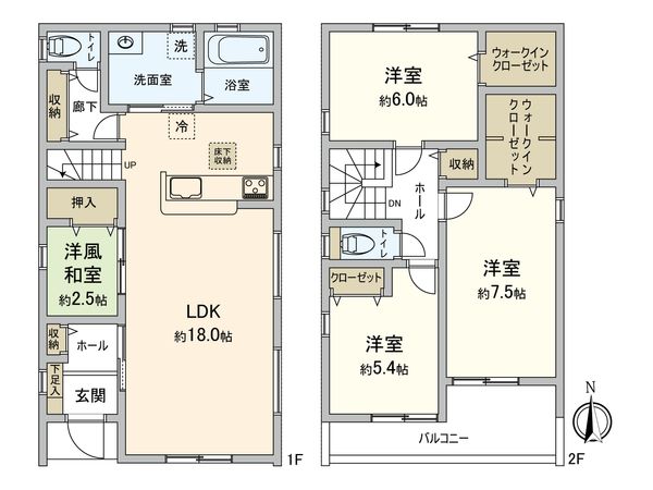 清須市阿原星の宮 新築戸建 2号棟 間取図(平面図) 清須市阿原星の宮 新築戸建 2号棟 間取図(平面図)