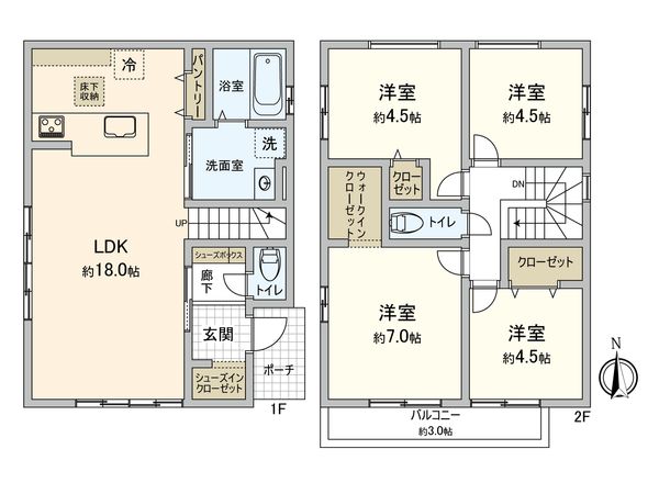 北名古屋市高田寺起返 新築戸建 間取図(平面図) 北名古屋市高田寺起返 新築戸建 間取図(平面図)