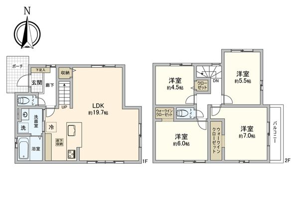 北名古屋市九之坪南城屋敷 新築戸建 間取図(平面図) 北名古屋市九之坪南城屋敷 新築戸建 間取図(平面図)