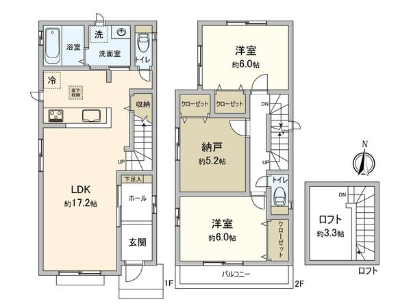 北名古屋市野崎乾出 新築戸建 間取図(平面図) 北名古屋市野崎乾出 新築戸建 間取図(平面図)