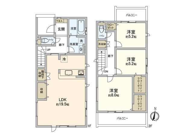 北名古屋市六ツ師高台 新築戸建 間取図(平面図) 北名古屋市六ツ師高台 新築戸建 間取図(平面図)