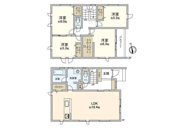 清須市西枇杷島町古城2丁目 新築戸建 間取図(平面図)