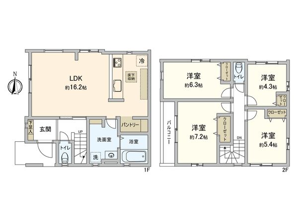 北名古屋市高田寺起返 新築戸建 間取図(平面図) 北名古屋市高田寺起返 新築戸建 間取図(平面図)