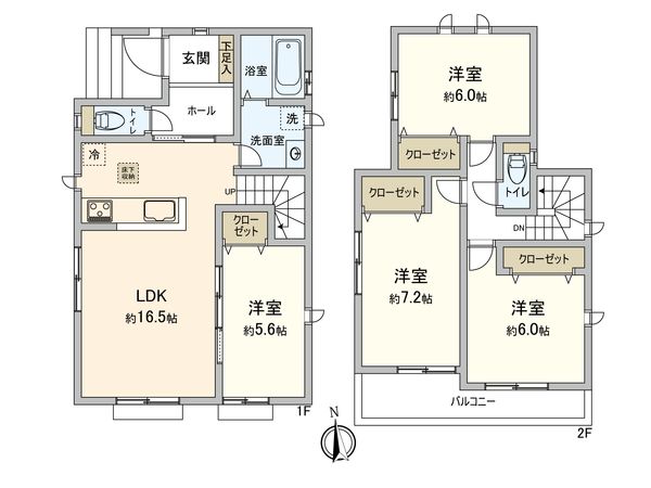 北名古屋市二子屋敷 間取図(平面図)