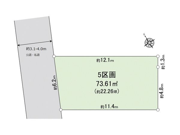 目黒区上目黒5丁目 土地 区画図