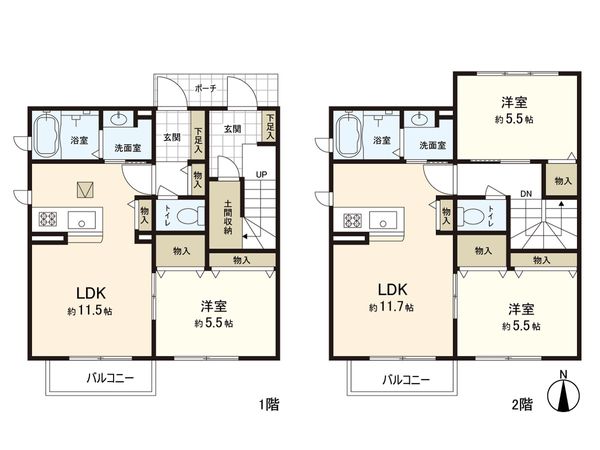 中倉2丁目 戸建 間取図(平面図)