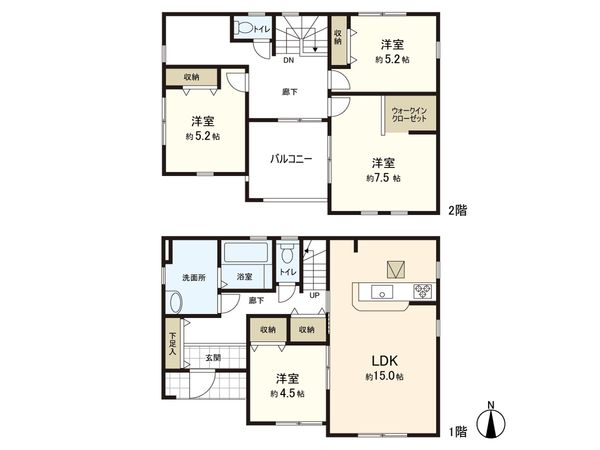 寺岡一丁目 新築一戸建 1号棟 間取図(平面図) 寺岡一丁目 新築一戸建 1号棟 間取図(平面図)