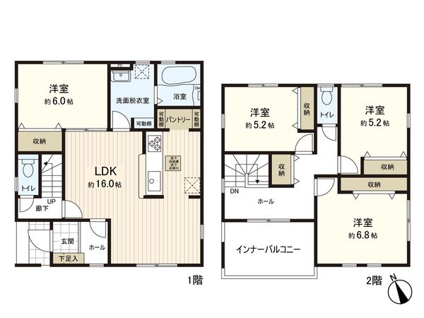 四郎丸字落合 4号棟 新築戸建 間取図(平面図) 四郎丸字落合 4号棟 新築戸建 間取図(平面図)
