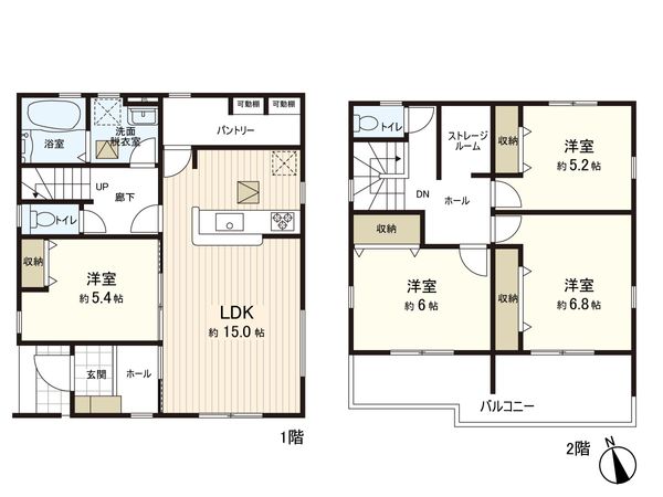 四郎丸字落合 5号棟 新築戸建 間取図(平面図) 四郎丸字落合 5号棟 新築戸建 間取図(平面図)